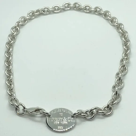 Tiffany and Co Sterling Silver Return to Tiffany Oval Tag Choker Necklace - Picture 4 of 11
